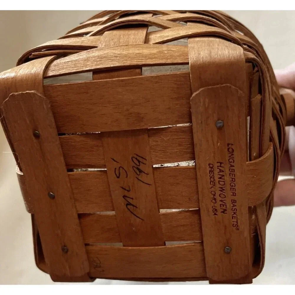 Longaberger Small Basket With Swing Handle Plastic Protector 1991‎ 7.5”